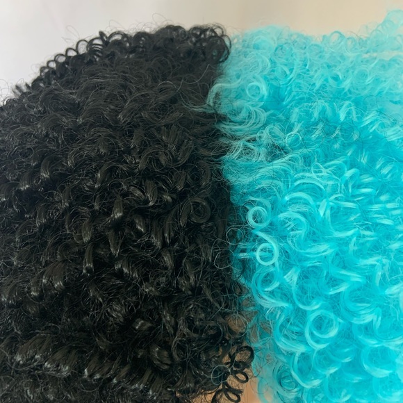 Curly Black & Pastel Blue Color Premium Fiber Wig for Events/Cosplay… - Picture 2 of 7
